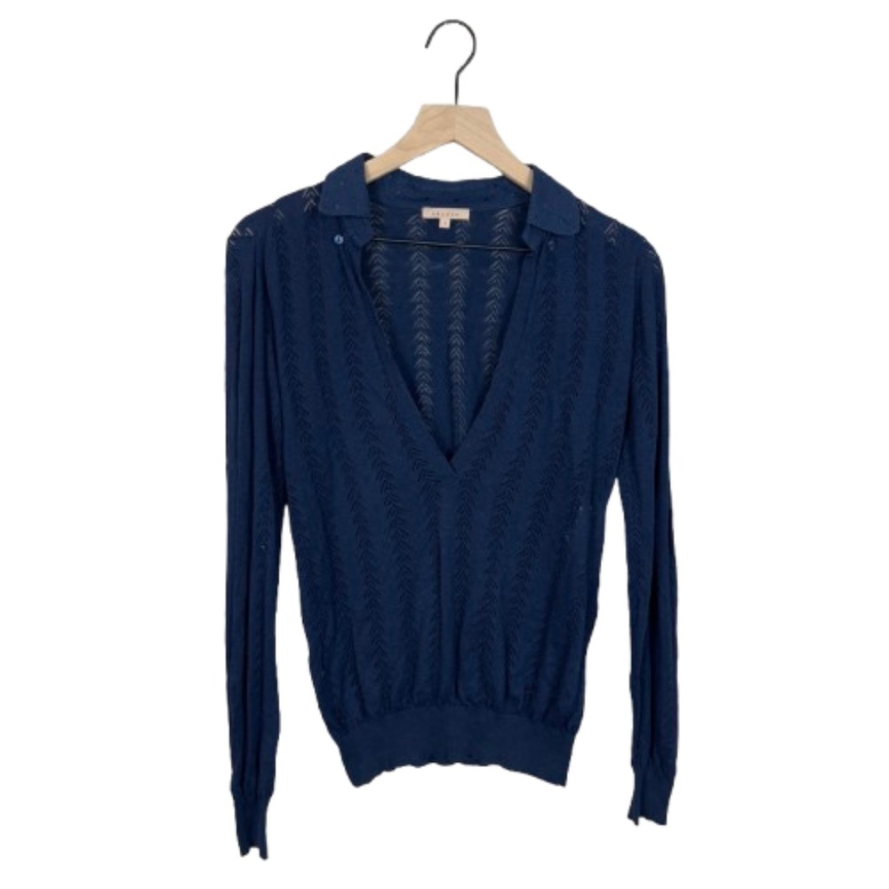 SANDRO Deep V-neck Linen/Cotton Sweater